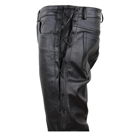 Men's Leather Biker Jeans Tassel Western Cowboy Pants Trousers