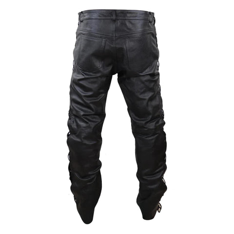 Men's Leather Biker Jeans Tassel Western Cowboy Pants Trousers