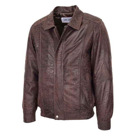 Mens Bomber Leather Jacket Classic Style Jim Brown Nubuck