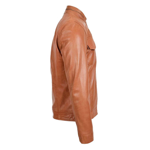 Mens Casual Biker Leather Jacket Jaime Tan