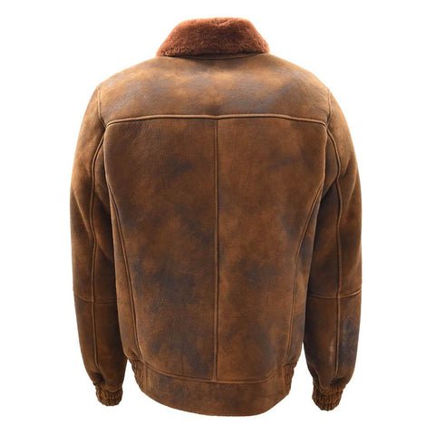 Mens Original Flying Sheepskin Bomber Brown Ginger Shearling Jacket Curtis