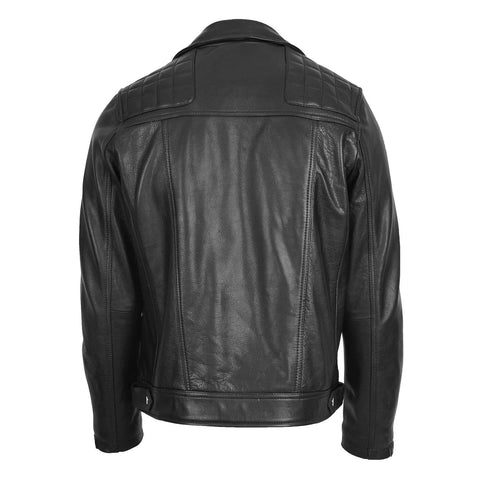 Mens Leather Biker Brando Design Jacket Sean Black