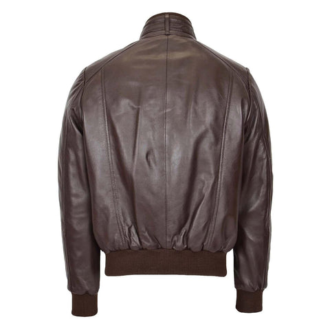 Mens Leather Bomber Flight Jacket Tom Brown