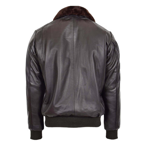 Mens Leather Bomber Jacket G-1 Aviator Style Jarrod Brown