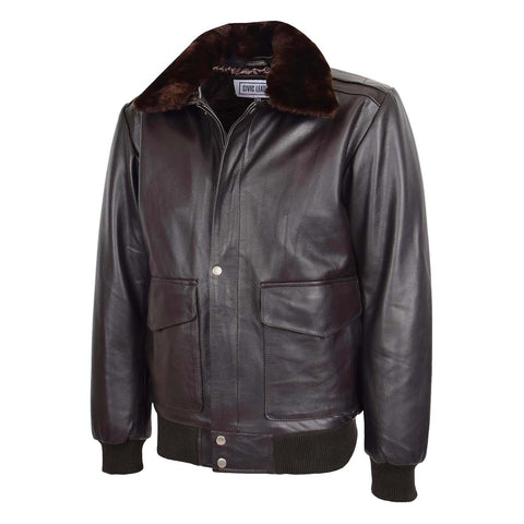 Mens Leather Bomber Jacket G-1 Aviator Style Jarrod Brown