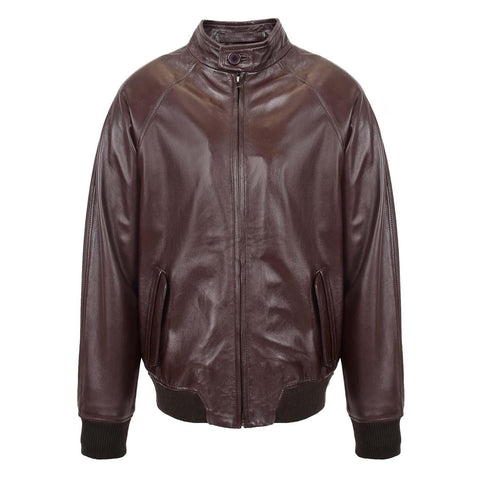 Mens Real Leather Bomber Jacket Raglan Shoulder Francis Brown