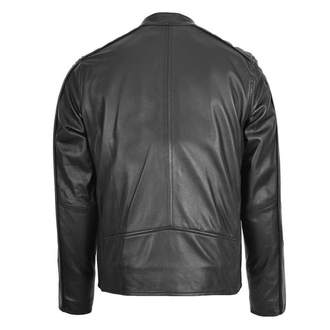 Mens Leather Casual Biker Fashion Jacket Andy Black