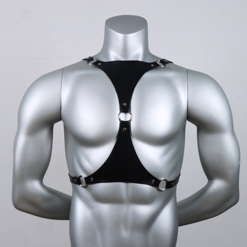 Men's Leather Harness Adjustable Fetish Gay harness Black