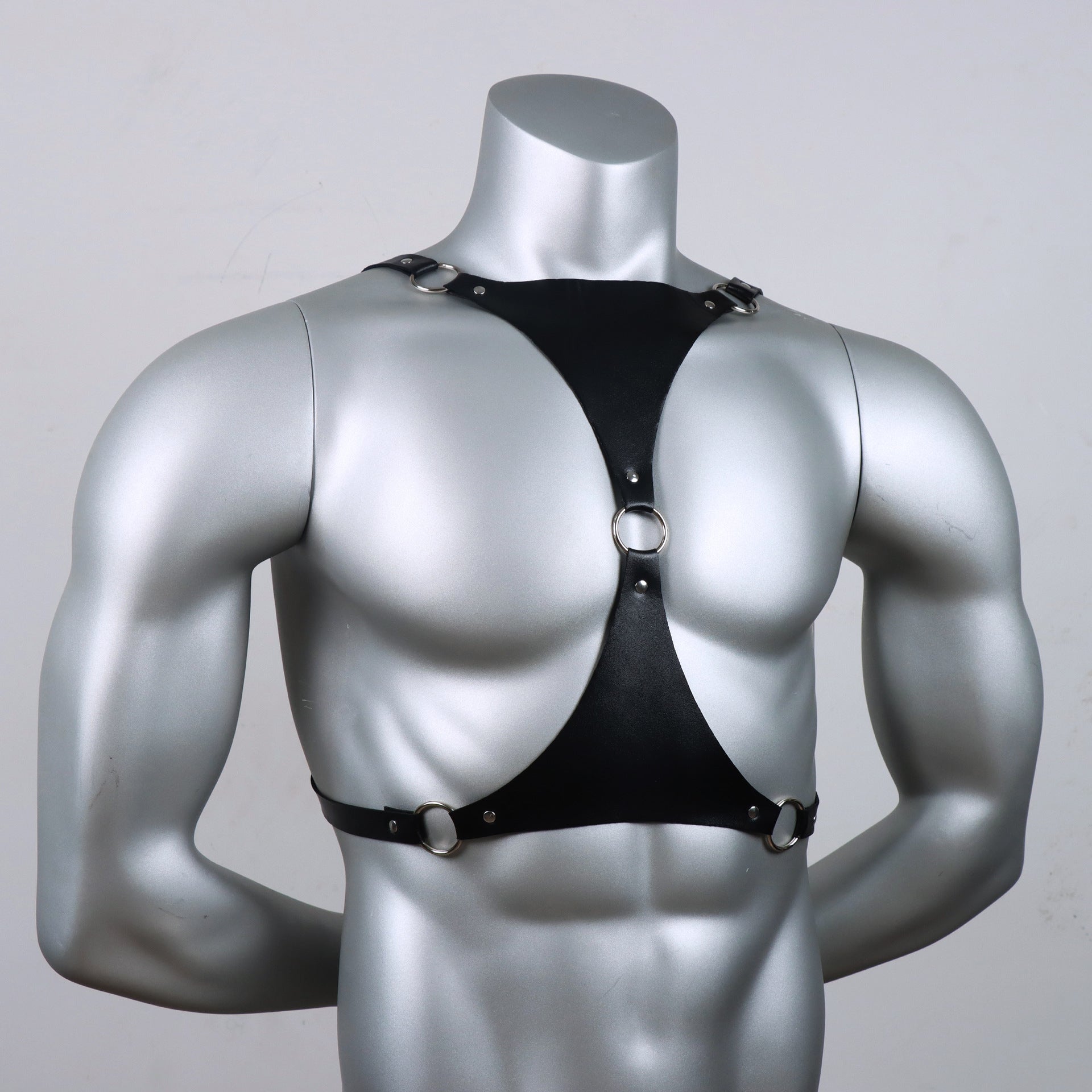 Men's Leather Harness Adjustable Fetish Gay harness Black