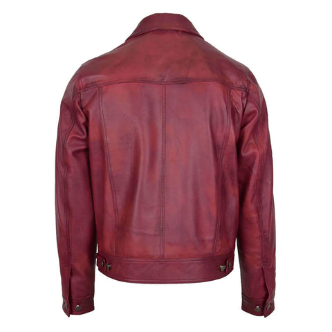 Mens Leather Lee Rider Casual Jacket Terry Burgundy