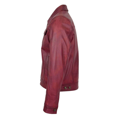 Mens Leather Lee Rider Casual Jacket Terry Burgundy