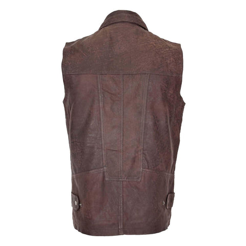 Mens Leather Multi Purpose Gilet Roger Brown