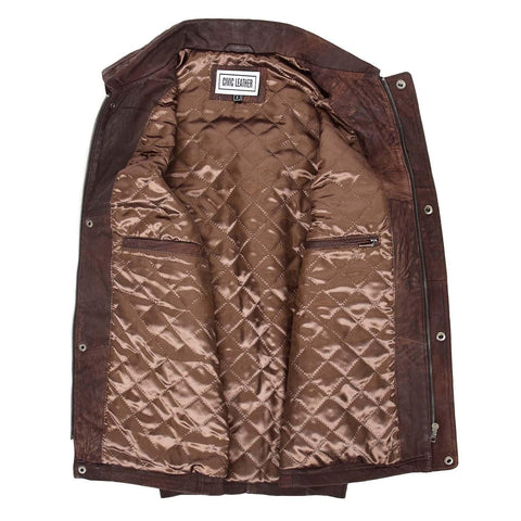 Mens Leather Multi Purpose Gilet Roger Brown