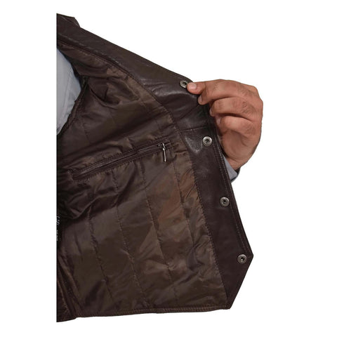 Mens Leather Traditional Waistcoat Petrelli Brown