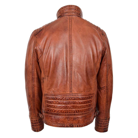 Mens Real Leather Sherpa Lined Jacket Alfie Brown