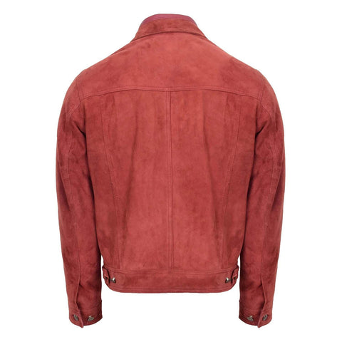 Mens Real Suede Trucker Harrington Jacket Daryl Burgundy