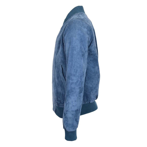 Mens Suede MA-1 Bomber Jacket Trevor Blue