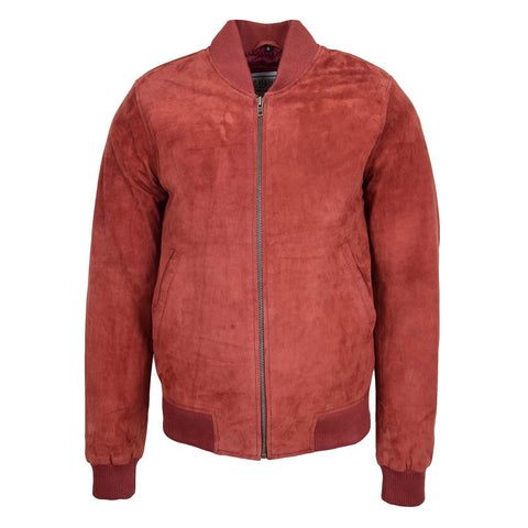 Mens Suede MA-1 Bomber Jacket Trevor Red