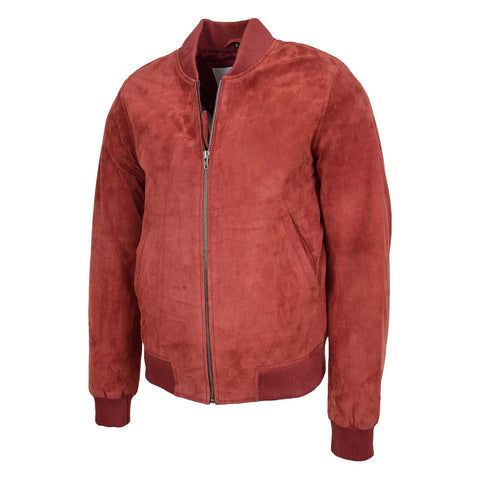 Mens Suede MA-1 Bomber Jacket Trevor Red