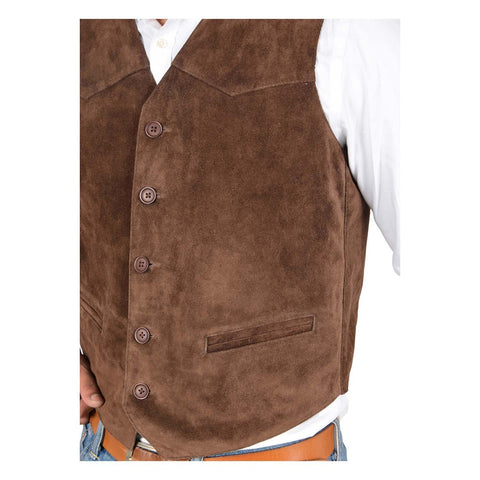 Mens Suede Button Fastening Waistcoat Don Brown