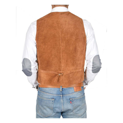 Mens Suede Button Fastening Waistcoat Don Tan