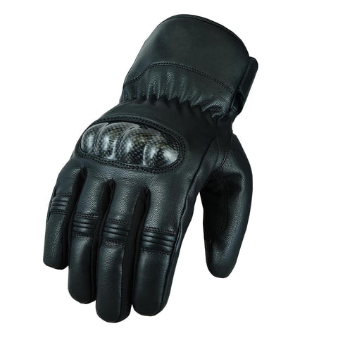 Motorcycle Leather Gloves Winter Thermal Waterproof Black