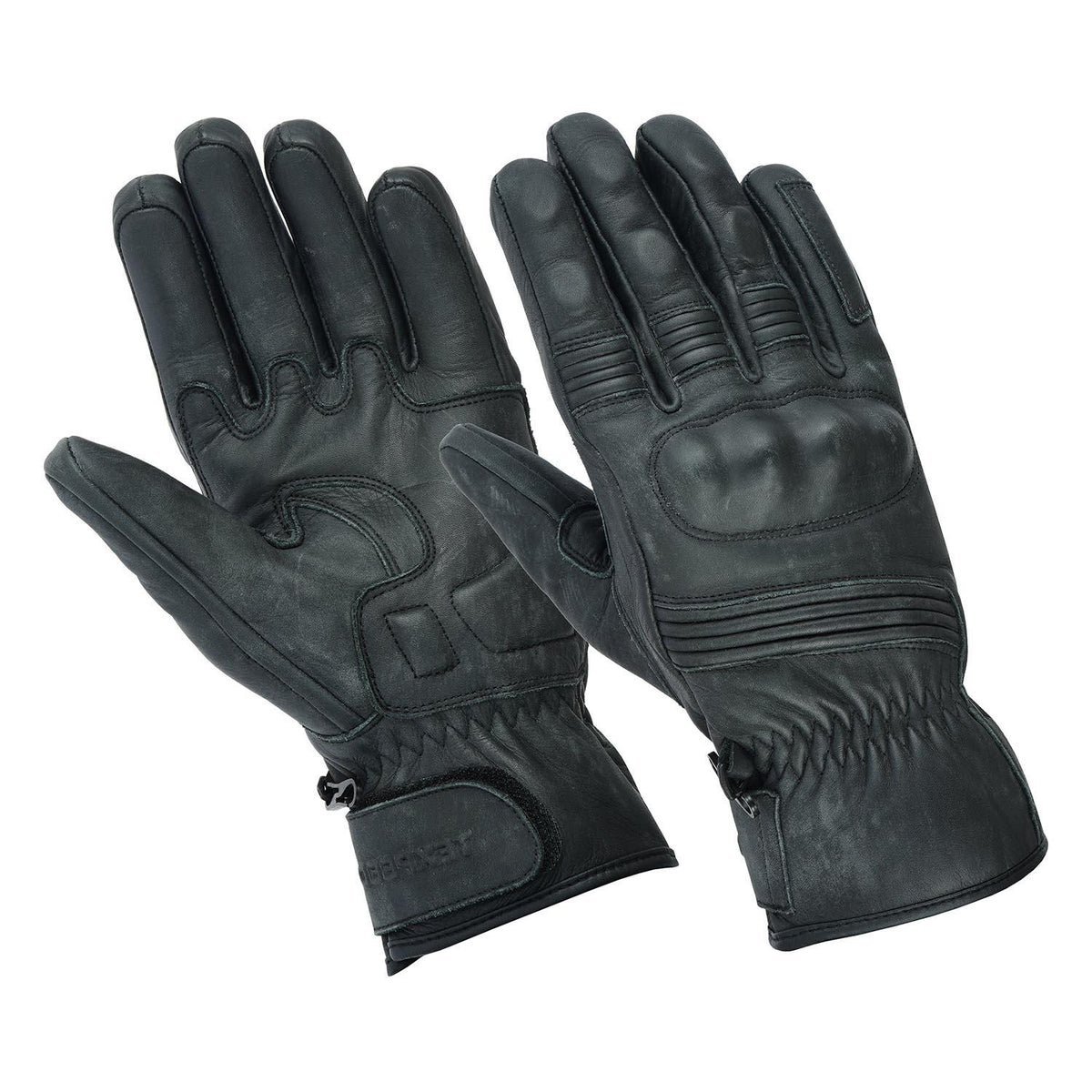 Motorcycle Leather Gloves With CE Armour Protection Black