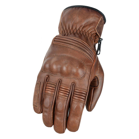 Motorcycle Leather Gloves With CE Armour Protection Brown