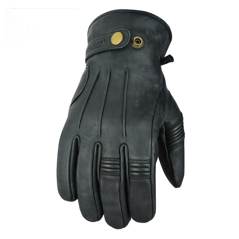 Motorcycle Leather Gloves Warm Soft Black