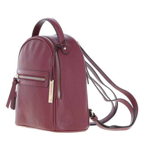 Small 100% Real Leather Backpack Burgundy