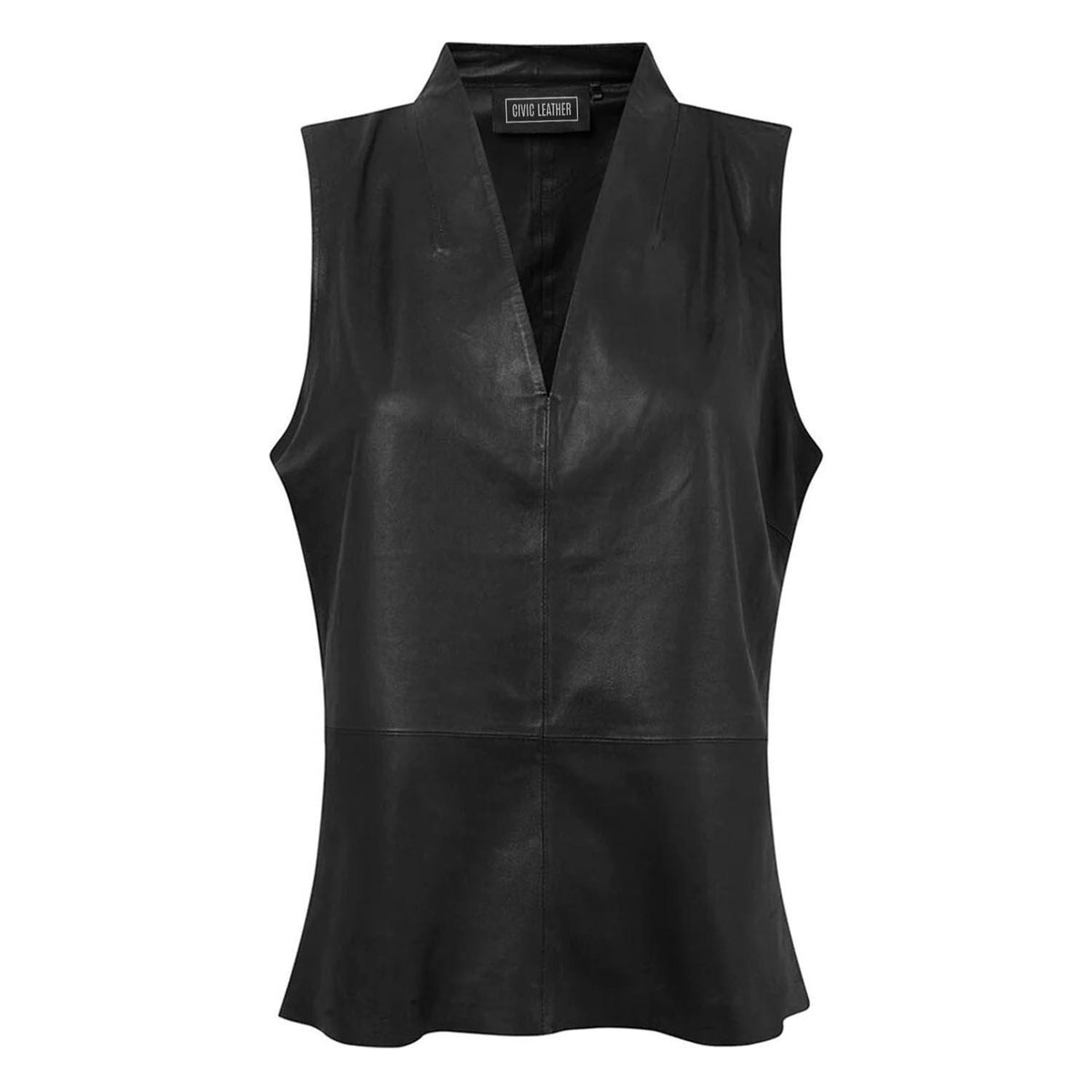 Tirsa Women's Leather Top in silky soft leather Nero Black