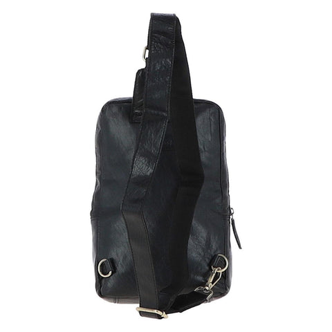 Unisex Medium Luxury Leather Sling Bag Black