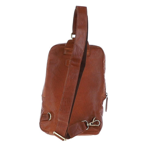 Unisex Medium Luxury Leather Sling Bag Tan