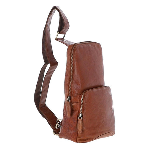 Unisex Medium Luxury Leather Sling Bag Tan