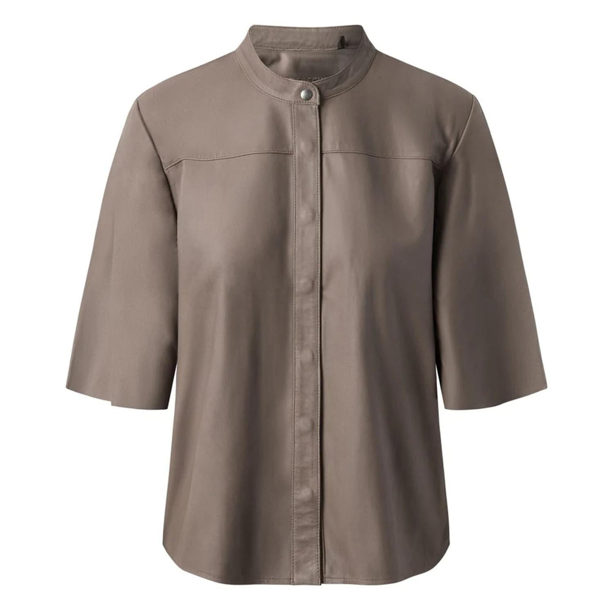 Soft Quality Women's Nero Leather Shirt Mud Grey