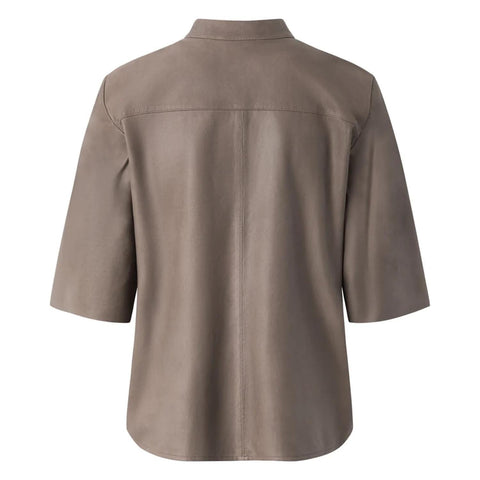 Soft Quality Women's Nero Leather Shirt Mud Grey