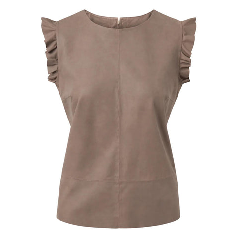 Leather Women's Top in Soft Quality Mud Grey