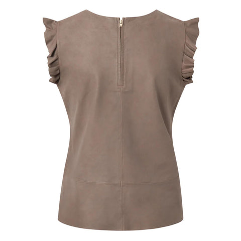 Leather Women's Top in Soft Quality Mud Grey