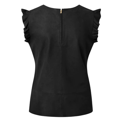 Leather Women's Top in Soft Quality Nero Black