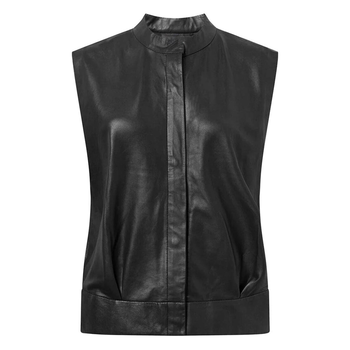 Tammy Women's Leather Top and Vest Nero Black