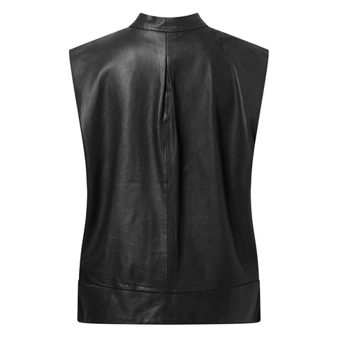 Tammy Women's Leather Top and Vest Nero Black