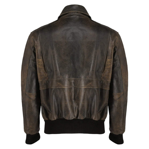 A2 Aviator Flight Jacket For Men Real Cowhide Distressed Leather Jacket