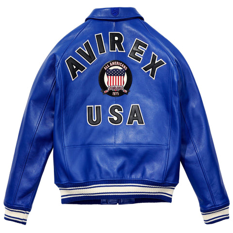 Men's Avirex Leather Jacket Iconic Avirex Jacket (Blue)