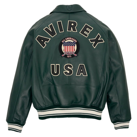 Men's Avirex Leather Jacket Iconic Avirex Jacket (Dark Green)