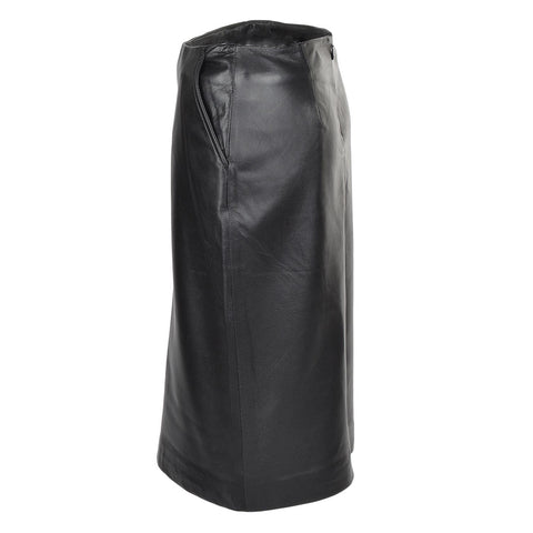 Women's Leather Pencil Skirt Black : Linn