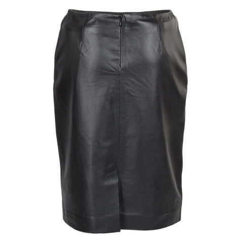 Women's Leather Pencil Skirt Black : Linn