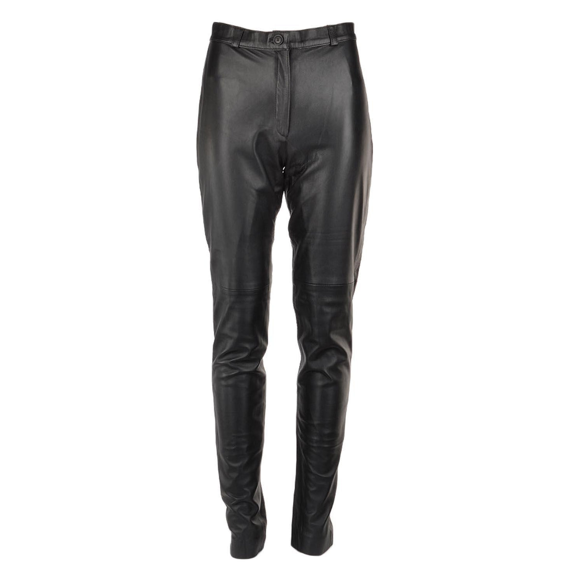 Womens Suede Leather Trousers Black