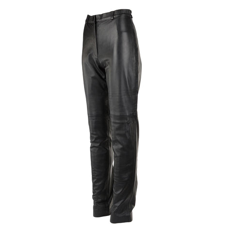 Womens Suede Leather Trousers Black