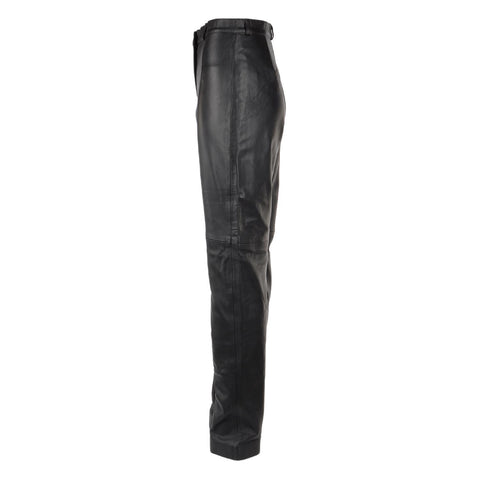 Womens Suede Leather Trousers Black