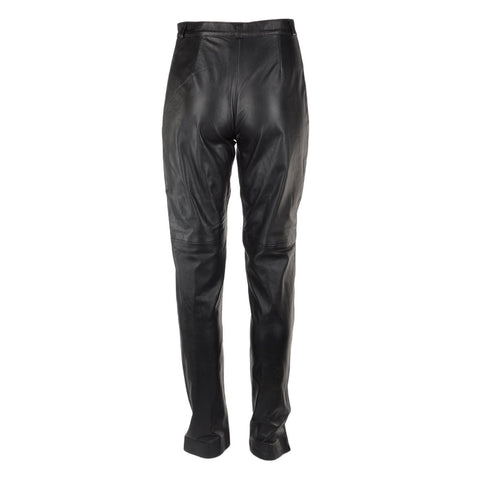 Womens Suede Leather Trousers Black